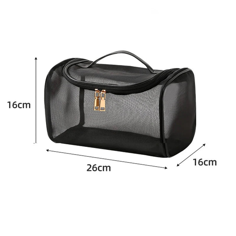 Toiletry Bag Travel Storage Cosmetic Pouch Tote Mesh Makeup Bag Shower Zipper Organizer Large Capacity Case Girl Cosmetic Pouch - VELORA LABS