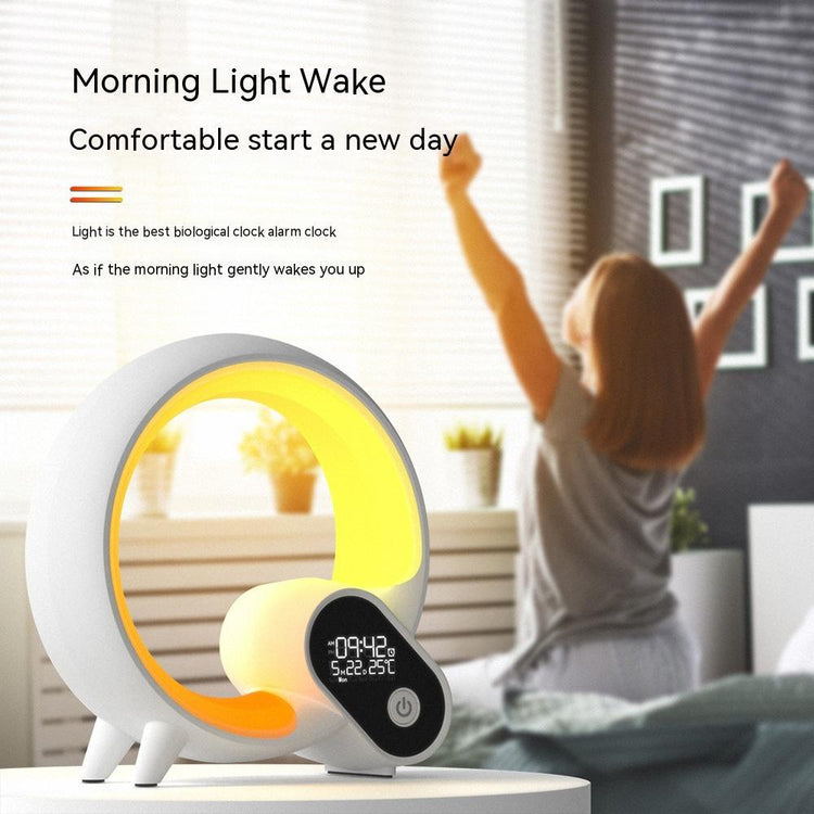 Creative Q Light Analog Sunrise Digital Display Alarm Clock Bluetooth Audio Intelligent Wake - up Q Colorful Atmosphere Light - VELORA LABS