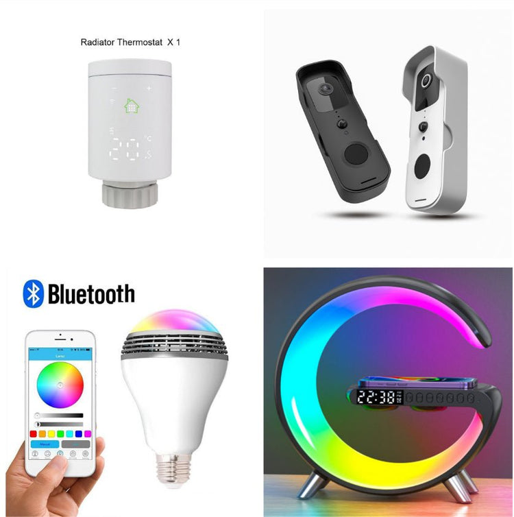 New Intelligent G Shaped LED Lamp Bluetooth Speake Wireless Charger Atmosphere Lamp App Control For Bedroom Home Decor - VELORA LABS