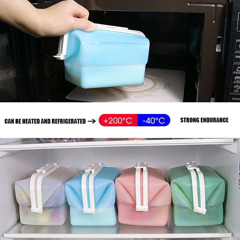 1500ml Foldable Fruits Vegetable Crisper Reusable Food Fresh - keeping Bag Freezer Cooking Fresh Silicone Food Storage Bags - VELORA LABS