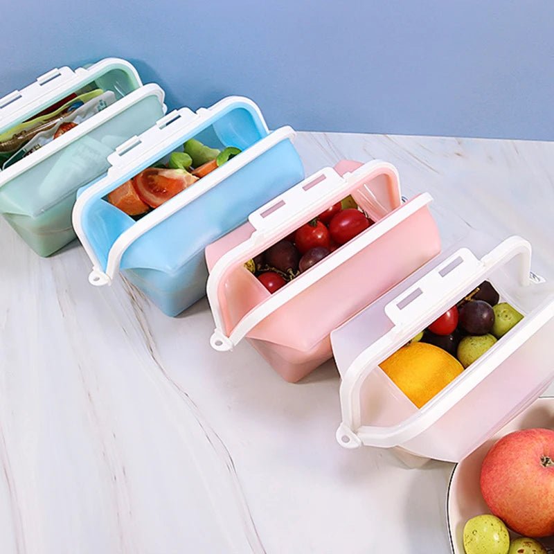 1500ml Foldable Fruits Vegetable Crisper Reusable Food Fresh - keeping Bag Freezer Cooking Fresh Silicone Food Storage Bags - VELORA LABS