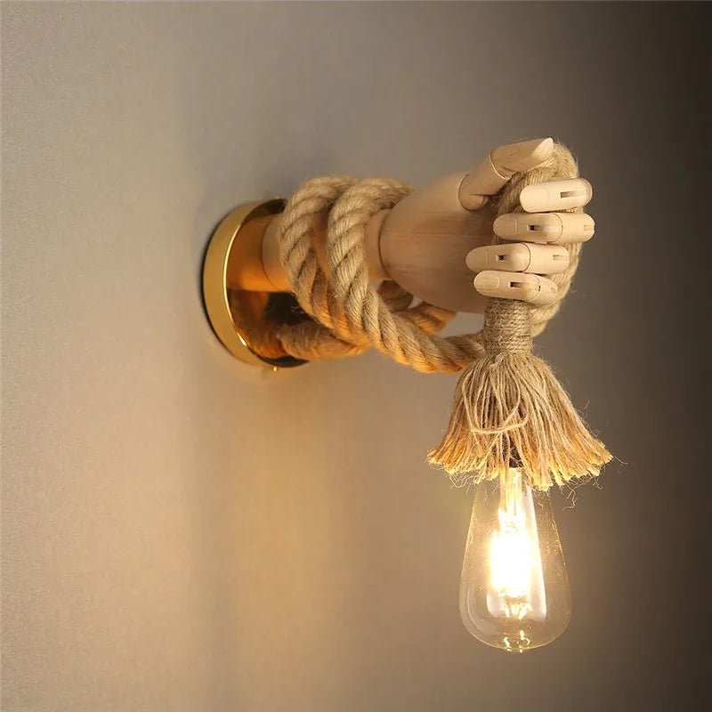 Nordic Hemp Rope Wall Lamp Led Indoor Wall Lights Corridor Wall Aisle Lamp Retro Industrial Style Hemp Rope Sconce Light Fixture - VELORA LABS