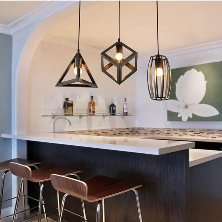 Retro Hanging Lights Geometric Nested Hanging Light Iron Flush Mount Retro Ceiling Down Light Pendant Lamp Home Decor Fixture - VELORA LABS