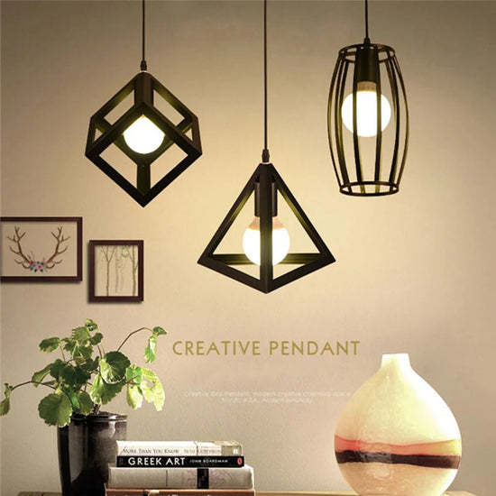 Retro Hanging Lights Geometric Nested Hanging Light Iron Flush Mount Retro Ceiling Down Light Pendant Lamp Home Decor Fixture - VELORA LABS