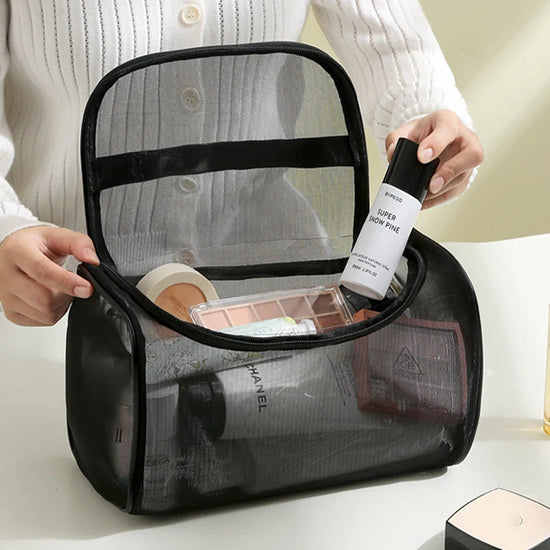 Toiletry Bag Travel Storage Cosmetic Pouch Tote Mesh Makeup Bag Shower Zipper Organizer Large Capacity Case Girl Cosmetic Pouch VELORA LABS