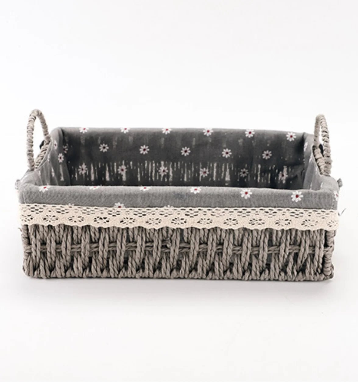 Woven Storage Baskets Kitchen Organizer Handwoven with Handles Cosmetic Box for Breakfast Fruit Bedroom Bathroom Home Decorative - VELORA LABS