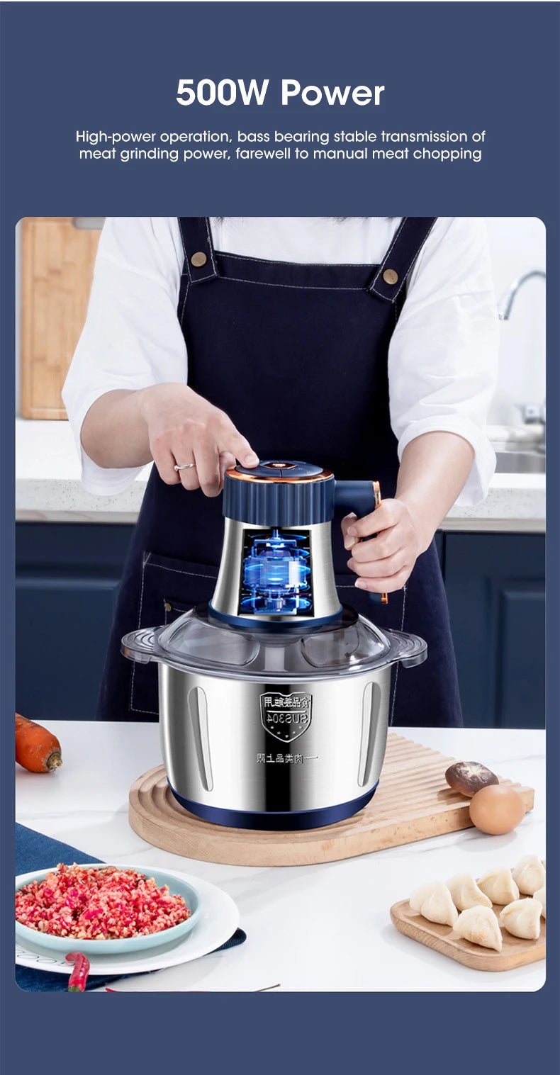 5L Electric Meat Grinders 304 Stainless Steel Food Crusher Multifunctional Vegetable Slicer Chopper Mincer Baby Food Processor - VELORA LABS