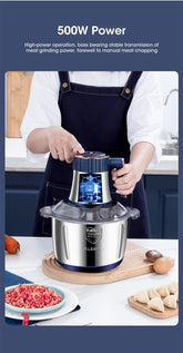 5L Electric Meat Grinders 304 Stainless Steel Food Crusher Multifunctional Vegetable Slicer Chopper Mincer Baby Food Processor - VELORA LABS