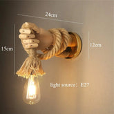 Nordic Hemp Rope Wall Lamp Led Indoor Wall Lights Corridor Wall Aisle Lamp Retro Industrial Style Hemp Rope Sconce Light Fixture - VELORA LABS