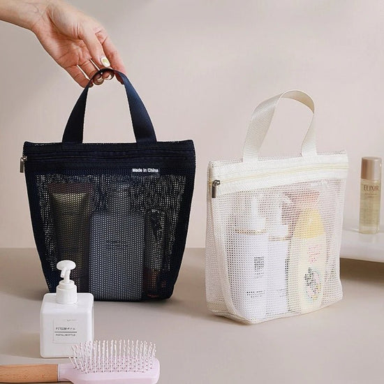 Makeup Toiletry Storage Bags Mesh Handbags Portable Travel Washing Body Shower Tools Organizer Hanging Cosmetic Organizer Pouch - VELORA LABS