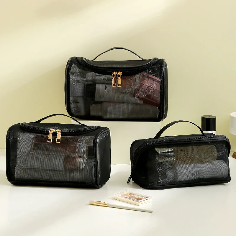 Toiletry Bag Travel Storage Cosmetic Pouch Tote Mesh Makeup Bag Shower Zipper Organizer Large Capacity Case Girl Cosmetic Pouch VELORA LABS