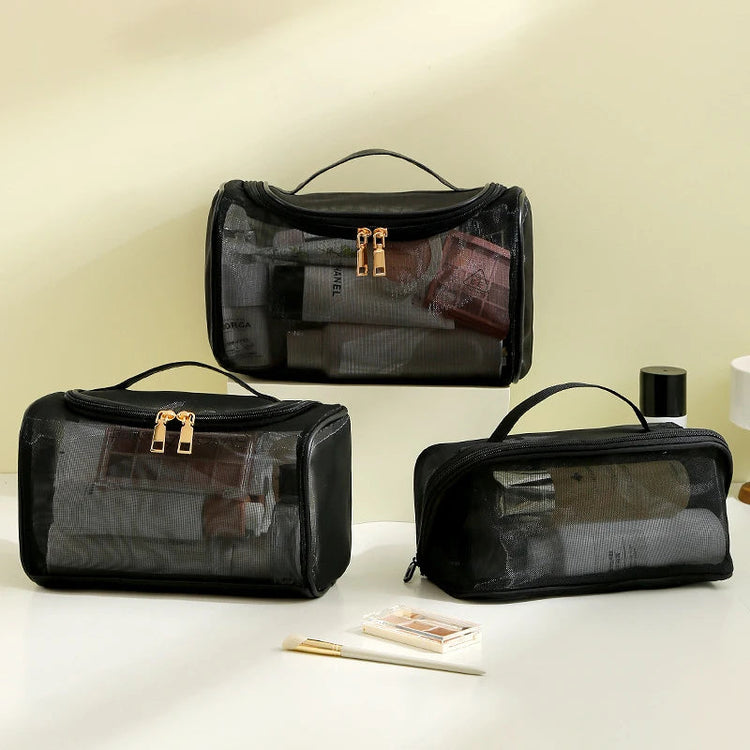 Toiletry Bag Travel Storage Cosmetic Pouch Tote Mesh Makeup Bag Shower Zipper Organizer Large Capacity Case Girl Cosmetic Pouch VELORA LABS