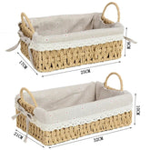 Woven Storage Baskets Kitchen Organizer Handwoven with Handles Cosmetic Box for Breakfast Fruit Bedroom Bathroom Home Decorative - VELORA LABS