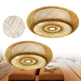 Asian Rustic Bamboo Flush Mount Ceiling Light 3 - Lamp Antique Rattan Ceiling Light Weaving Lantern Lighting Fixture - VELORA LABS
