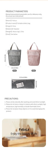 23x26cm Portable Toiletry Bag with Handy Handle Large Capacity Mesh Toiletry Storage Bag Makeup Bag for Business Trips Travel - VELORA LABS