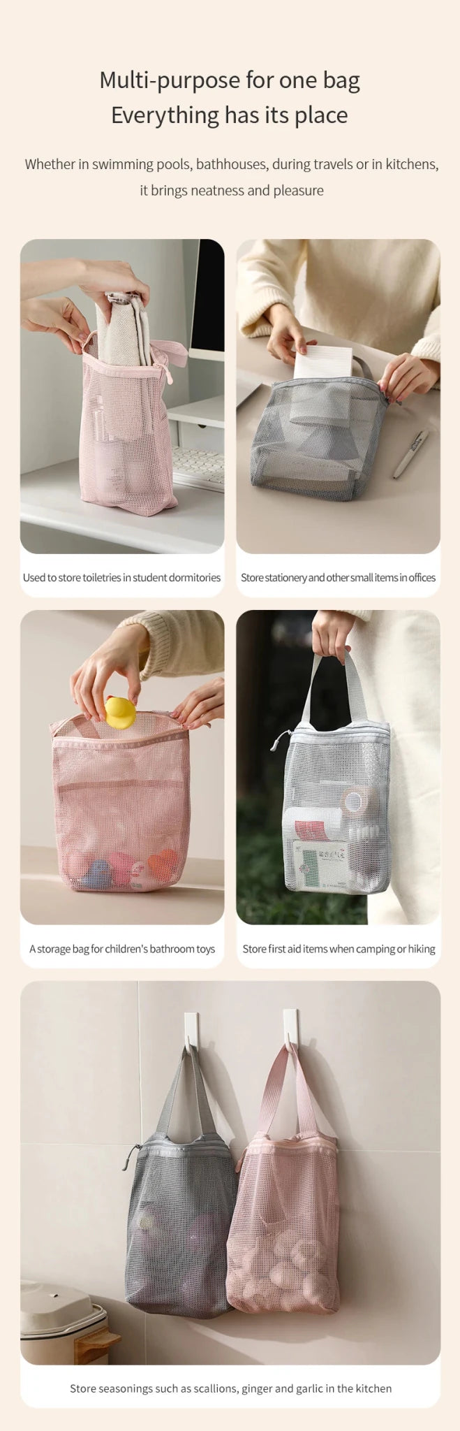 23x26cm Portable Toiletry Bag with Handy Handle Large Capacity Mesh Toiletry Storage Bag Makeup Bag for Business Trips Travel - VELORA LABS