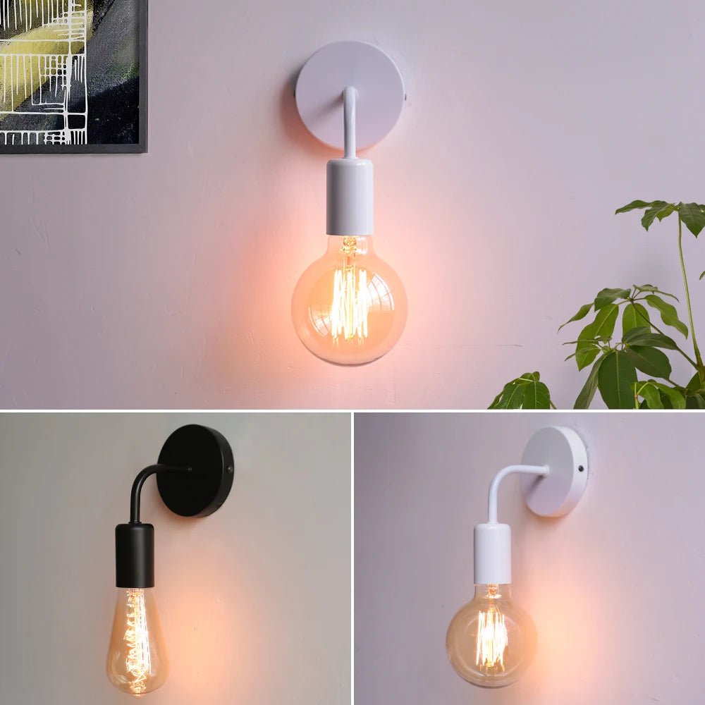 Nordic Modern Wall Lamp Iron Black E27 Indoor Lighting Bedside Bedroom Bathroom Lamp Sconce Wall Light Fixture Industrial Decor - VELORA LABS