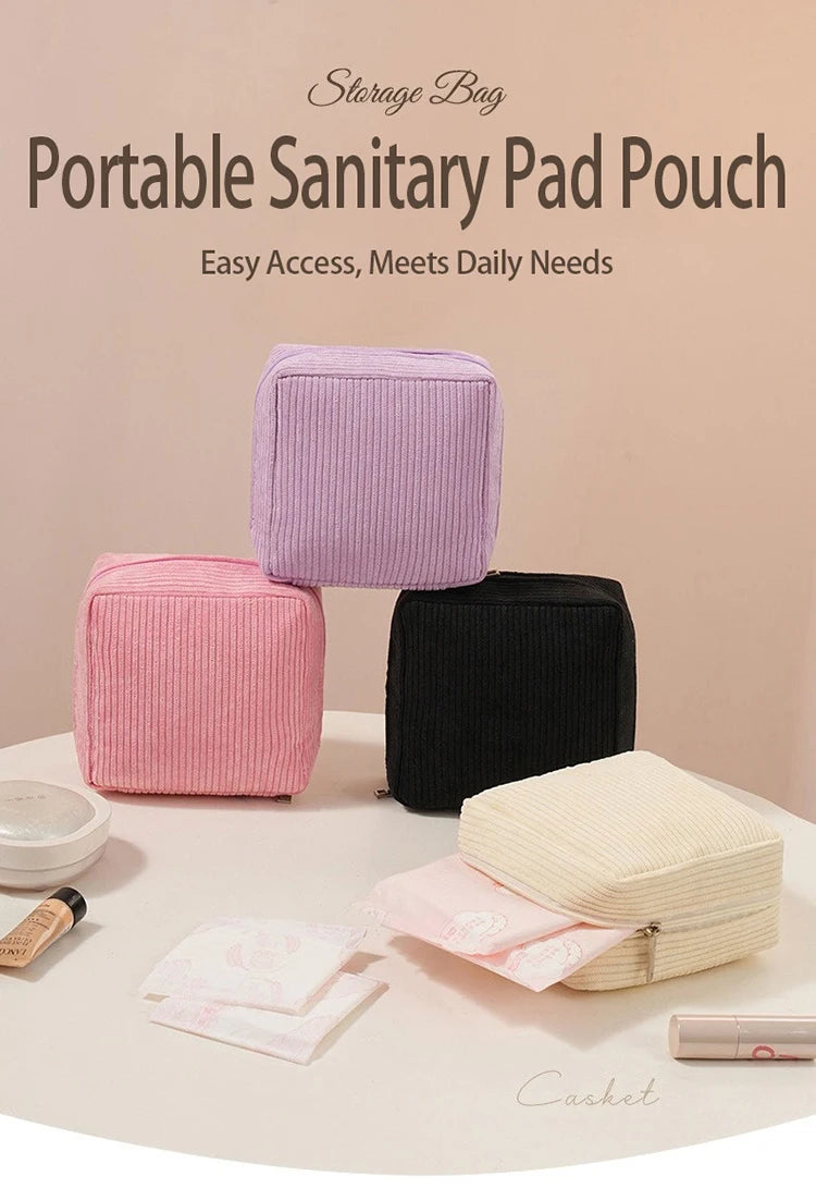 Toiletry Bag Sanitary Pad Pouch Small Makeup Bag Cosmetic Storage Pouch Women Pad Pouch Cute Cable Case VELORA LABS