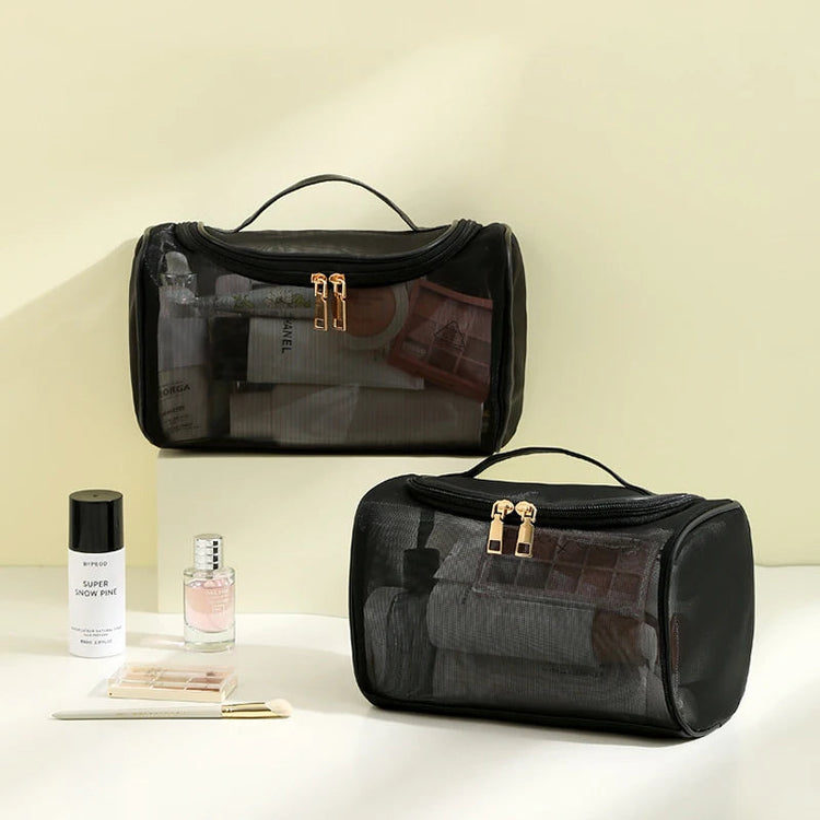 Toiletry Bag Travel Storage Cosmetic Pouch Tote Mesh Makeup Bag Shower Zipper Organizer Large Capacity Case Girl Cosmetic Pouch VELORA LABS