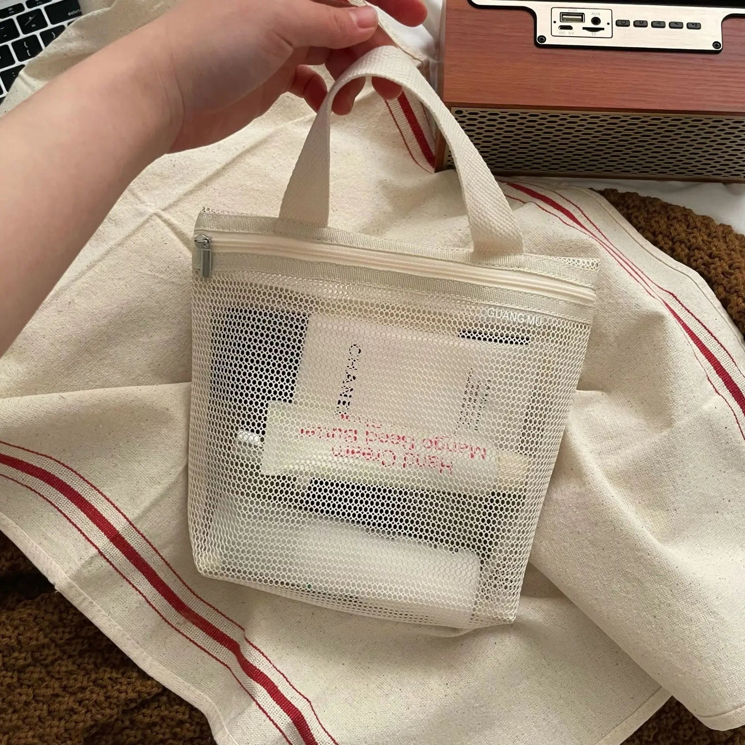 Makeup Toiletry Storage Bags Mesh Handbags Portable Travel Washing Body Shower Tools Organizer Hanging Cosmetic Organizer Pouch - VELORA LABS
