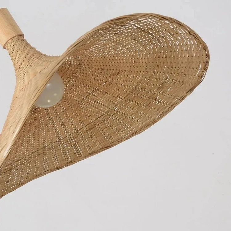 Pendant Light Rattan Hanging Lights Cord Bamboo Hanging Lamp Dimmable Basket Lamp Shade,Hemp Rope Plug in Ceiling Light Fixture - VELORA LABS