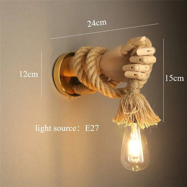 Nordic Hemp Rope Wall Lamp Led Indoor Wall Lights Corridor Wall Aisle Lamp Retro Industrial Style Hemp Rope Sconce Light Fixture - VELORA LABS