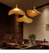 Pendant Light Rattan Hanging Lights Cord Bamboo Hanging Lamp Dimmable Basket Lamp Shade,Hemp Rope Plug in Ceiling Light Fixture - VELORA LABS