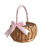 Hand - woven Wedding Flower Basket With Handle Wicker Sundries Basket Wedding Flower Girls Basket for Home Picnic Storage Basket - VELORA LABS