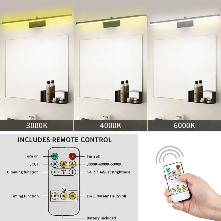 Modern LED Wall Lamp For Study Bedroom Charging Wall Light With Remote Control Bathroom Mirror Lamp Mirror Lighting Fixture - VELORA LABS