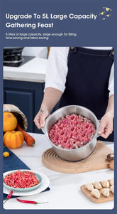 5L Electric Meat Grinders 304 Stainless Steel Food Crusher Multifunctional Vegetable Slicer Chopper Mincer Baby Food Processor - VELORA LABS