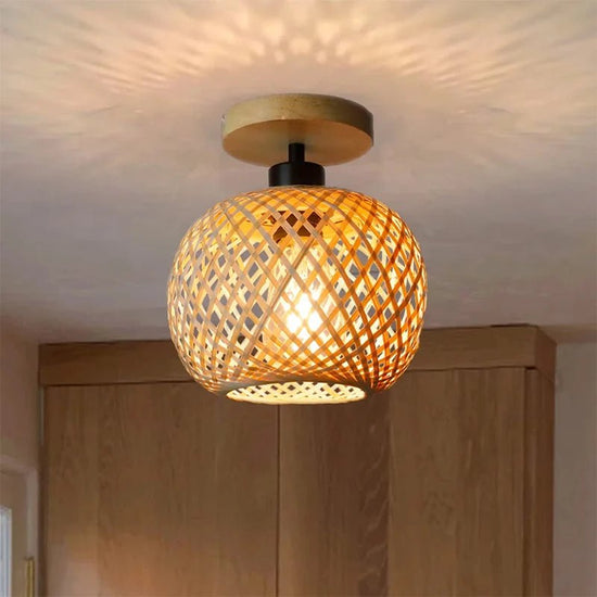 Bamboo Pendant Lamp Lustre Chandelier Hanging Lamp Handmade Rattan Pendant Light Fixture Restaurant Dining Room Indoor Lighting - VELORA LABS