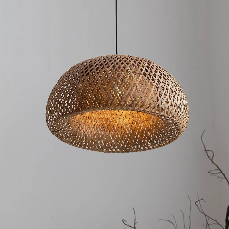 Natural Hand - Woven bamboo Lantern pendant lamp Rattan Wicker Retro Restaurant Hanging Light Handmade Lampshade E27 light fixture - VELORA LABS