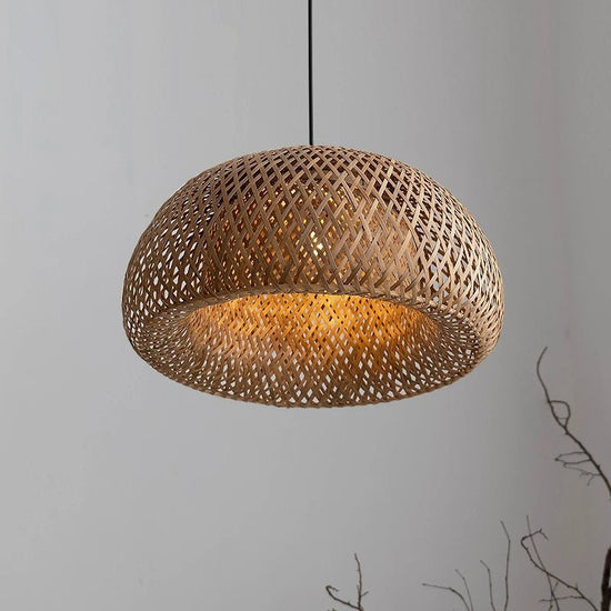Natural Hand - Woven bamboo Lantern pendant lamp Rattan Wicker Retro Restaurant Hanging Light Handmade Lampshade E27 light fixture - VELORA LABS