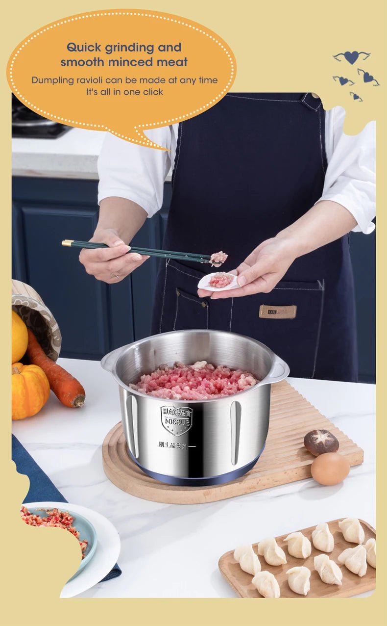 5L Electric Meat Grinders 304 Stainless Steel Food Crusher Multifunctional Vegetable Slicer Chopper Mincer Baby Food Processor - VELORA LABS
