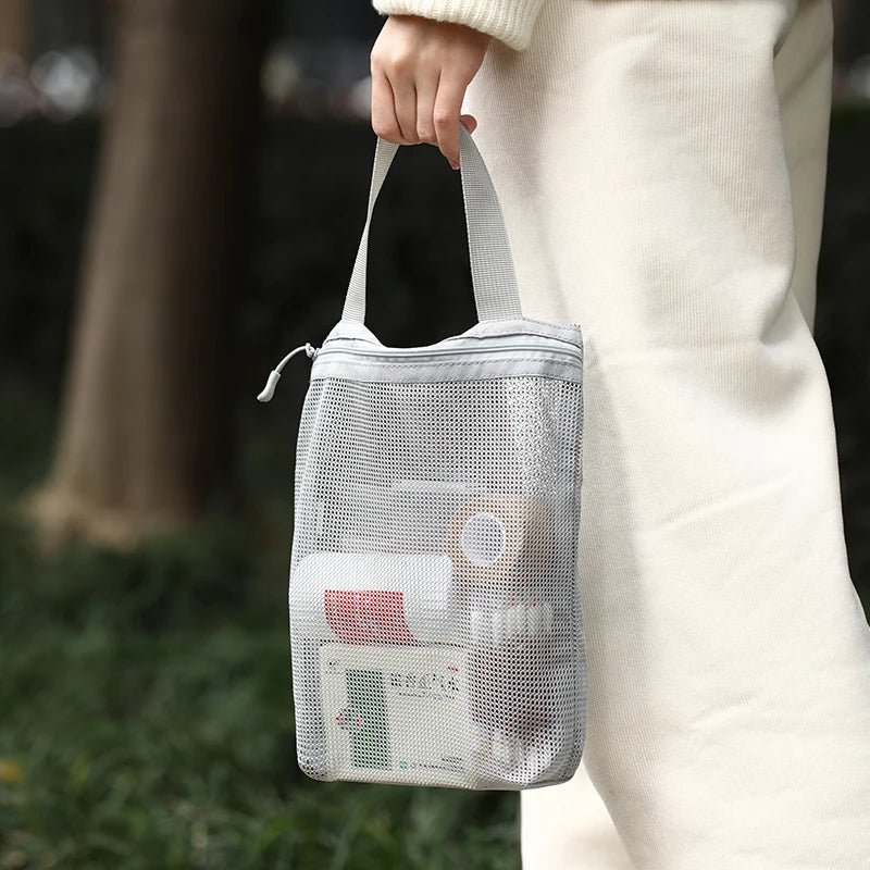 23x26cm Portable Toiletry Bag with Handy Handle Large Capacity Mesh Toiletry Storage Bag Makeup Bag for Business Trips Travel - VELORA LABS