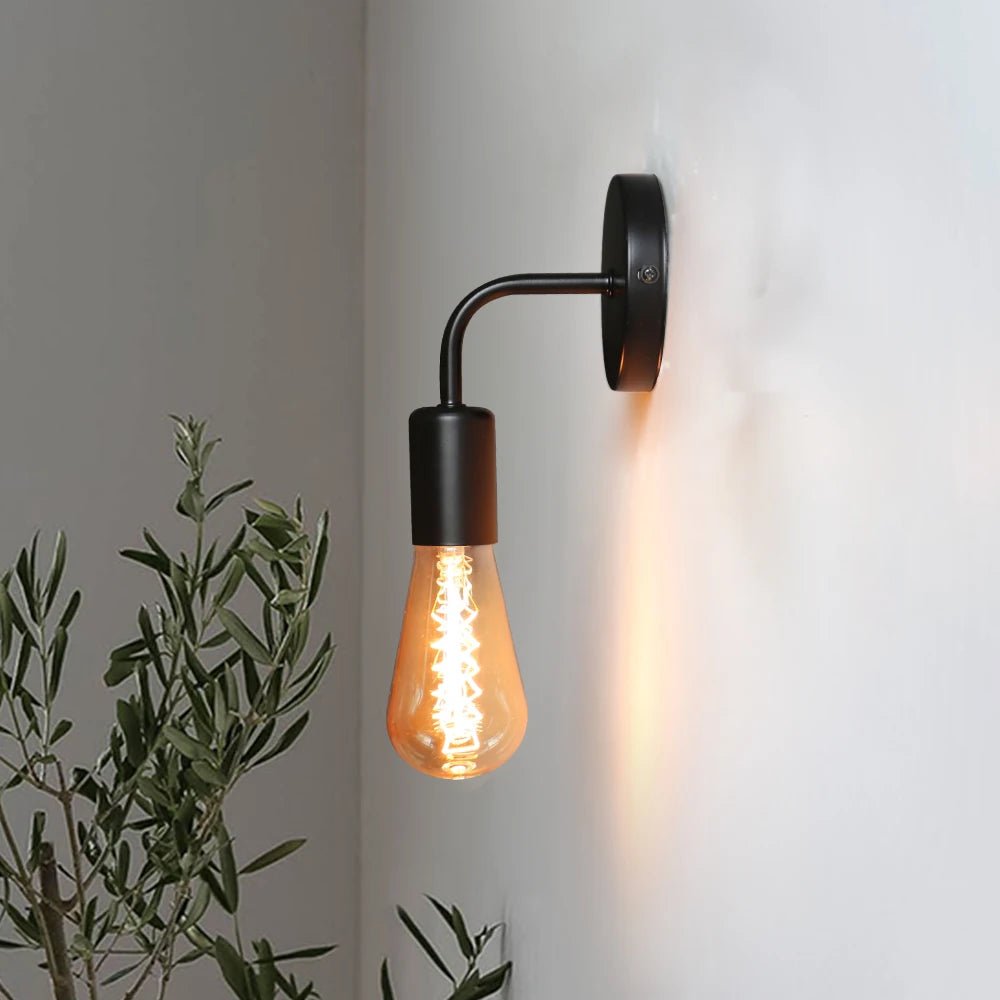 Nordic Modern Wall Lamp Iron Black E27 Indoor Lighting Bedside Bedroom Bathroom Lamp Sconce Wall Light Fixture Industrial Decor - VELORA LABS