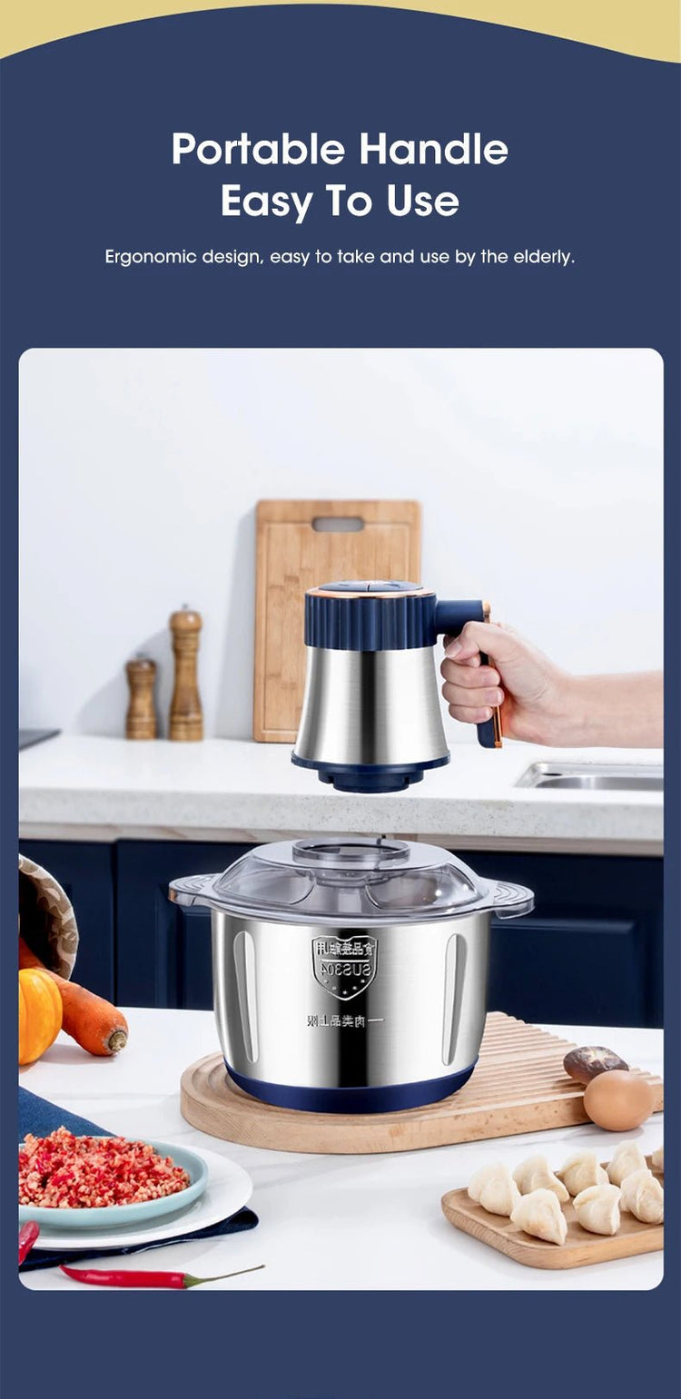 5L Electric Meat Grinders 304 Stainless Steel Food Crusher Multifunctional Vegetable Slicer Chopper Mincer Baby Food Processor - VELORA LABS