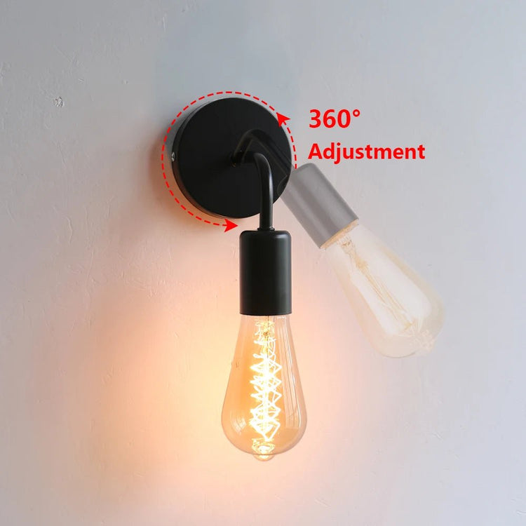 Nordic Modern Wall Lamp Iron Black E27 Indoor Lighting Bedside Bedroom Bathroom Lamp Sconce Wall Light Fixture Industrial Decor - VELORA LABS