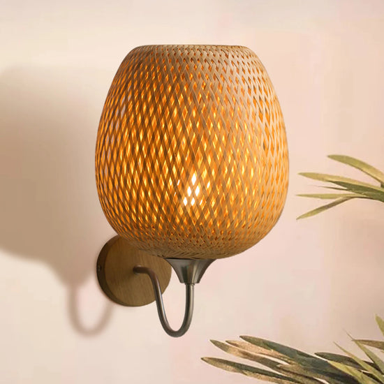 Rattan Bamboo Wall Sconce Light Fixture Vintage Wall Lamp Lighting Bedside Retro Lamp Industrial Decor Dining Room Bedroom - VELORA LABS