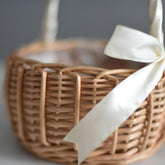 Hand - woven Wedding Flower Basket With Handle Wicker Sundries Basket Wedding Flower Girls Basket for Home Picnic Storage Basket - VELORA LABS