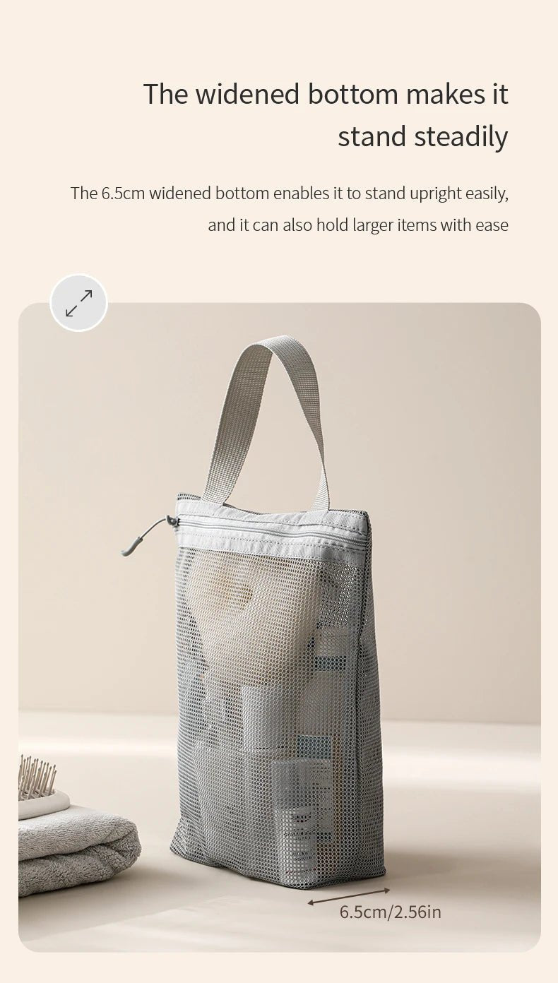 23x26cm Portable Toiletry Bag with Handy Handle Large Capacity Mesh Toiletry Storage Bag Makeup Bag for Business Trips Travel - VELORA LABS