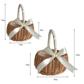 Hand - woven Wedding Flower Basket With Handle Wicker Sundries Basket Wedding Flower Girls Basket for Home Picnic Storage Basket - VELORA LABS