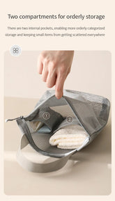23x26cm Portable Toiletry Bag with Handy Handle Large Capacity Mesh Toiletry Storage Bag Makeup Bag for Business Trips Travel - VELORA LABS