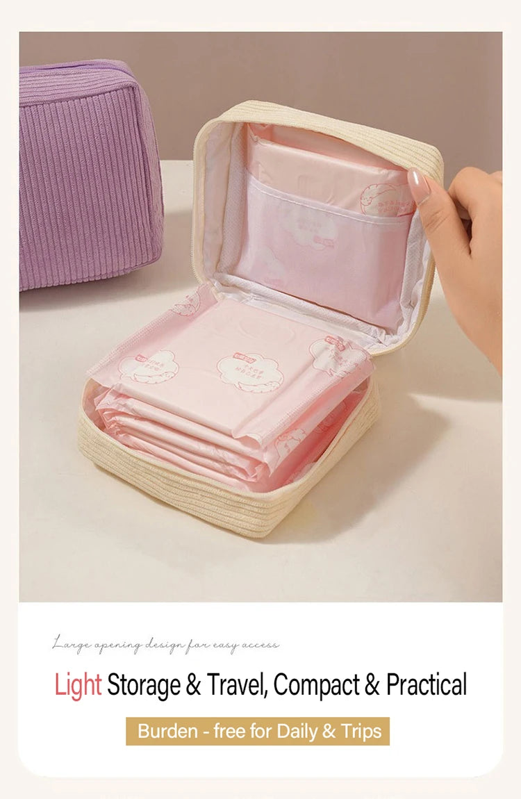 Toiletry Bag Sanitary Pad Pouch Small Makeup Bag Cosmetic Storage Pouch Women Pad Pouch Cute Cable Case VELORA LABS
