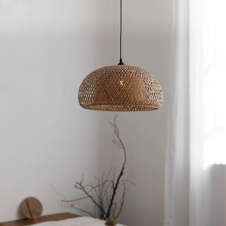 Natural Hand - Woven bamboo Lantern pendant lamp Rattan Wicker Retro Restaurant Hanging Light Handmade Lampshade E27 light fixture - VELORA LABS