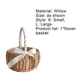 Hand - woven Wedding Flower Basket With Handle Wicker Sundries Basket Wedding Flower Girls Basket for Home Picnic Storage Basket - VELORA LABS
