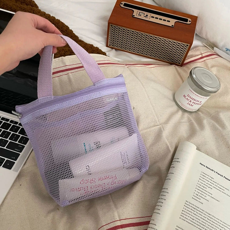 Makeup Toiletry Storage Bags Mesh Handbags Portable Travel Washing Body Shower Tools Organizer Hanging Cosmetic Organizer Pouch - VELORA LABS