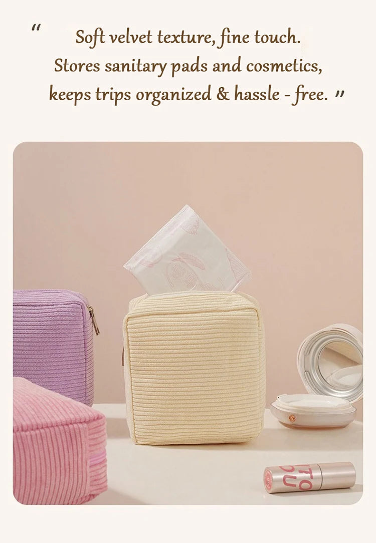 Toiletry Bag Sanitary Pad Pouch Small Makeup Bag Cosmetic Storage Pouch Women Pad Pouch Cute Cable Case VELORA LABS