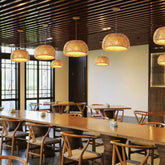 Natural Hand - Woven bamboo Lantern pendant lamp Rattan Wicker Retro Restaurant Hanging Light Handmade Lampshade E27 light fixture - VELORA LABS