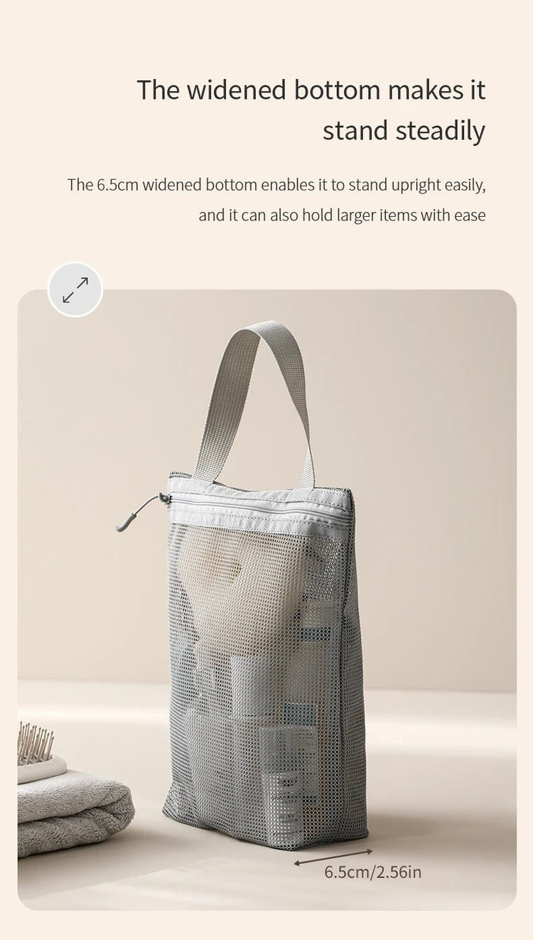 23x26cm Portable Toiletry Bag with Handy Handle Large Capacity Mesh Toiletry Storage Bag Makeup Bag for Business Trips Travel - VELORA LABS